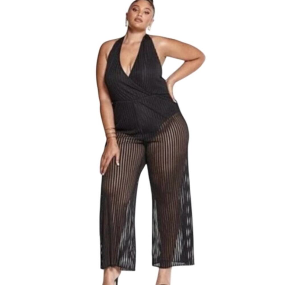 Fashion to Figure Jumpsuit 2X Sara Rae Vargas Sleeveless Stripe Romper Plus New